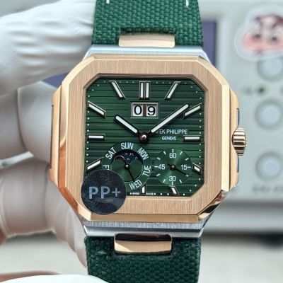 PP+Factory Super 1-1 Green Face Patek Philippe CUBITUS 5822 Rose Gold Watch 